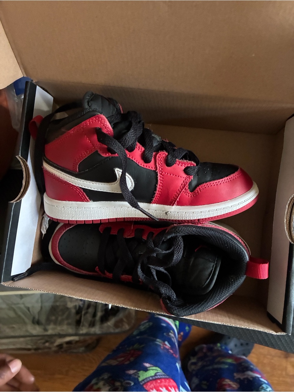 Jordan Kids Black, Red and White High-Top Sneakers
